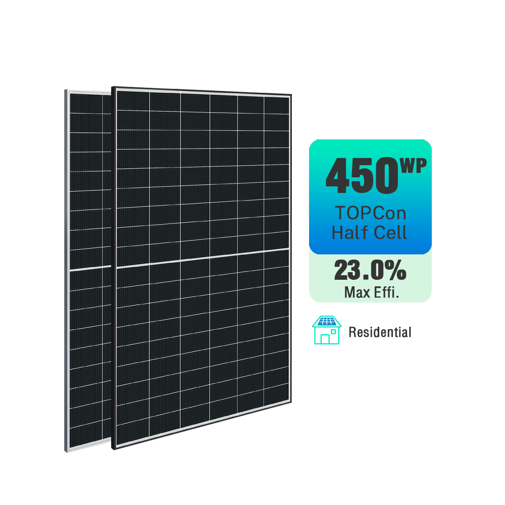 Residential Grade A TOPCon 430W 440W 450W Full Black Half Cell Solar Module